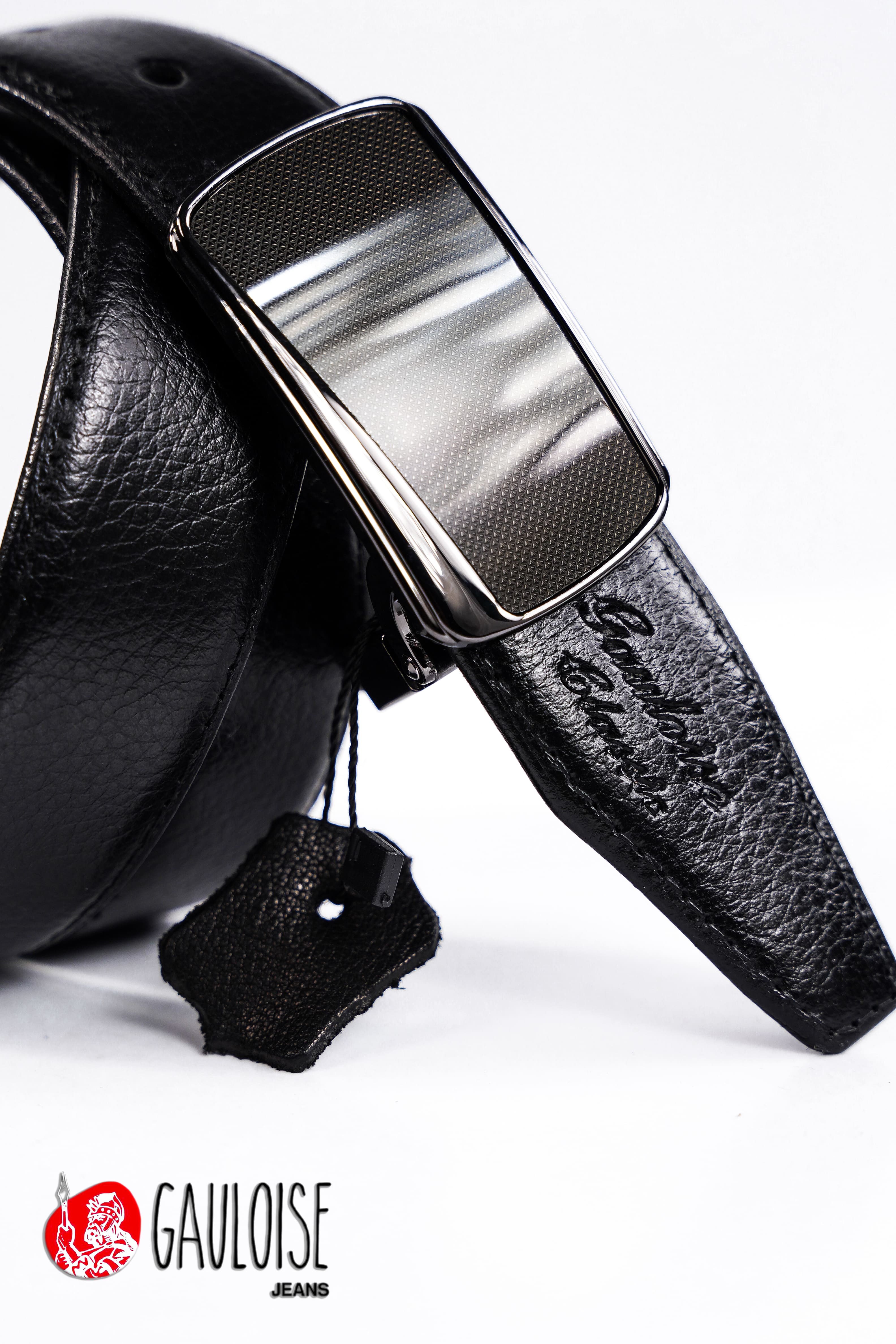 C003M-Boucle-plate-Maco-Noir Ceintures en cuir Gauloise Classic